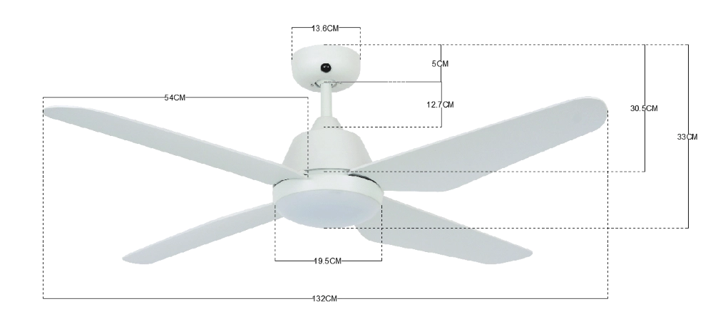 Ventilateur de plafond avec lampe Aria Led Ø 122cm blanc IP55 Beacon 9333509129813