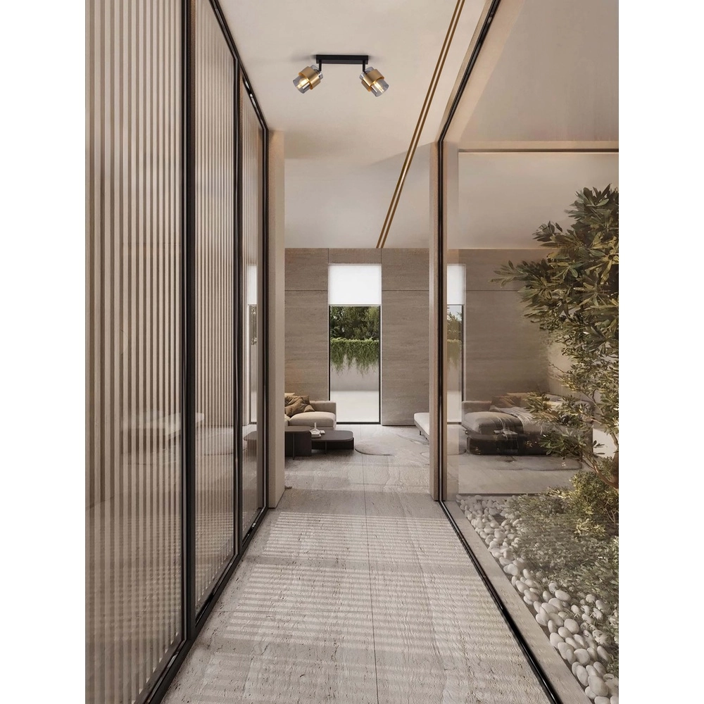 Plafonnier Sianna 2 lumières noir avec or Lyora 5212017452603