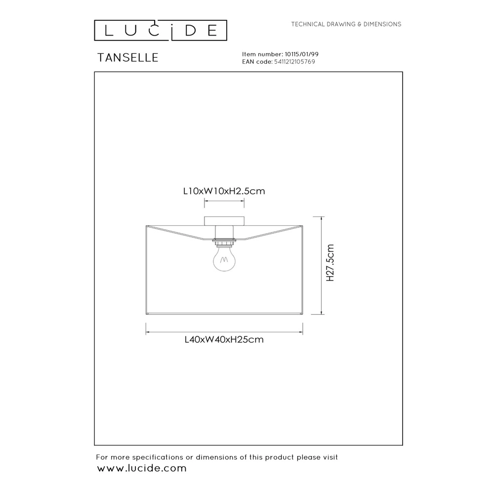 Lampe de plafond colorée Tanselle Ø 40cm Lucide 5411212105769