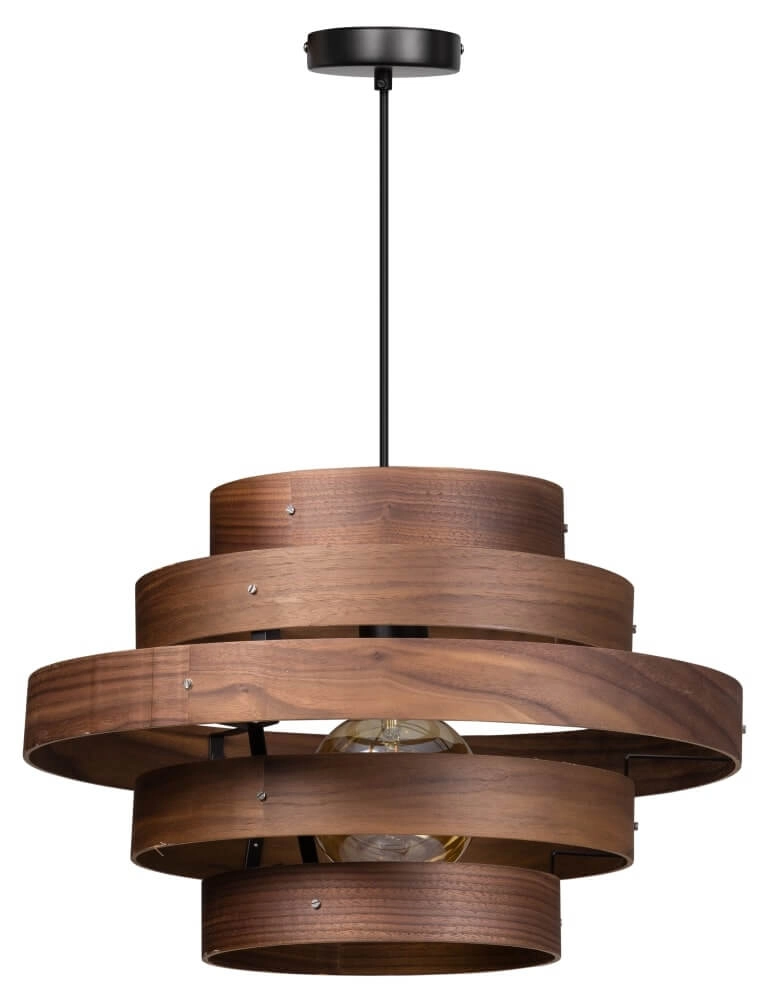 Lampe à suspension robuste Walnut 5 anneaux bois marron