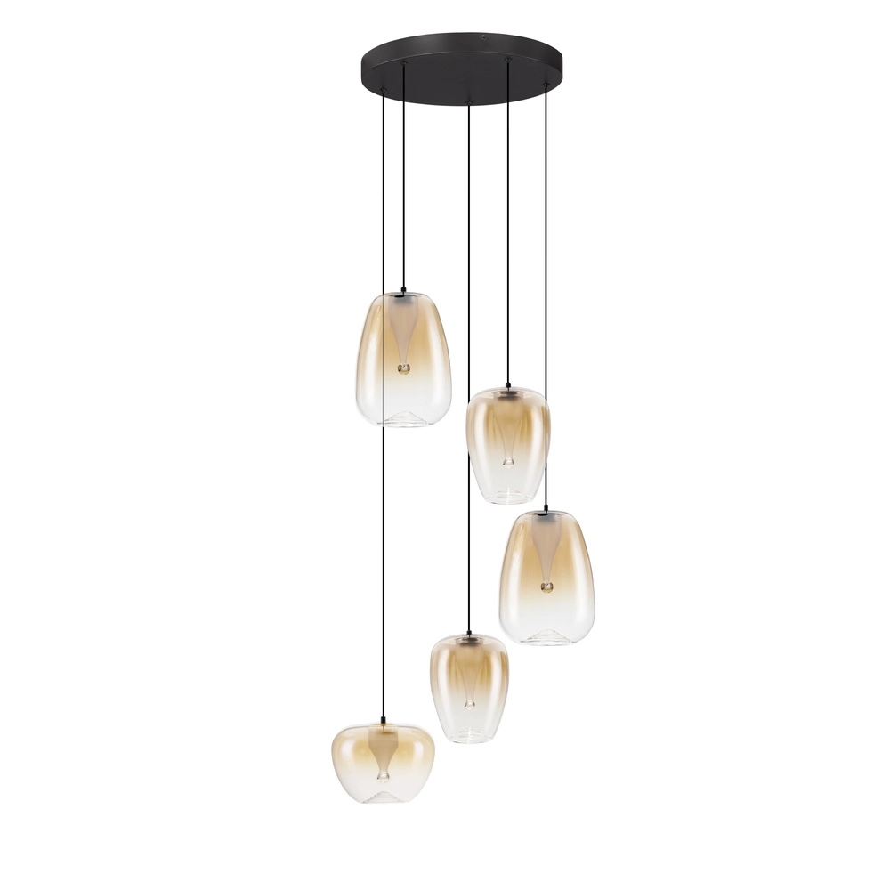 Suspension design Oblo Verre ambré à 5 lumières Lyora 5212017474155