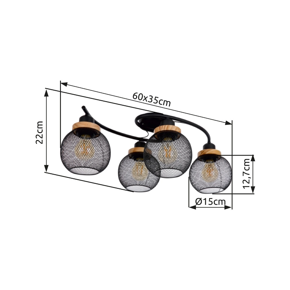 Lampe de plafond Pablo Maille noire Globo 9007371429547