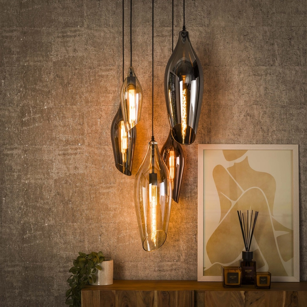 Lampe pendante Vide Cocoon 5x verre coloré