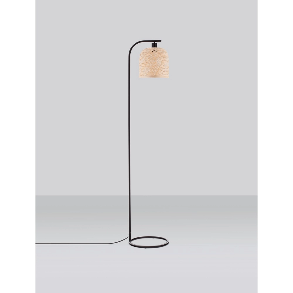 Lampadaire Intra noir avec capuchon en bambou Lyora 5212017454836