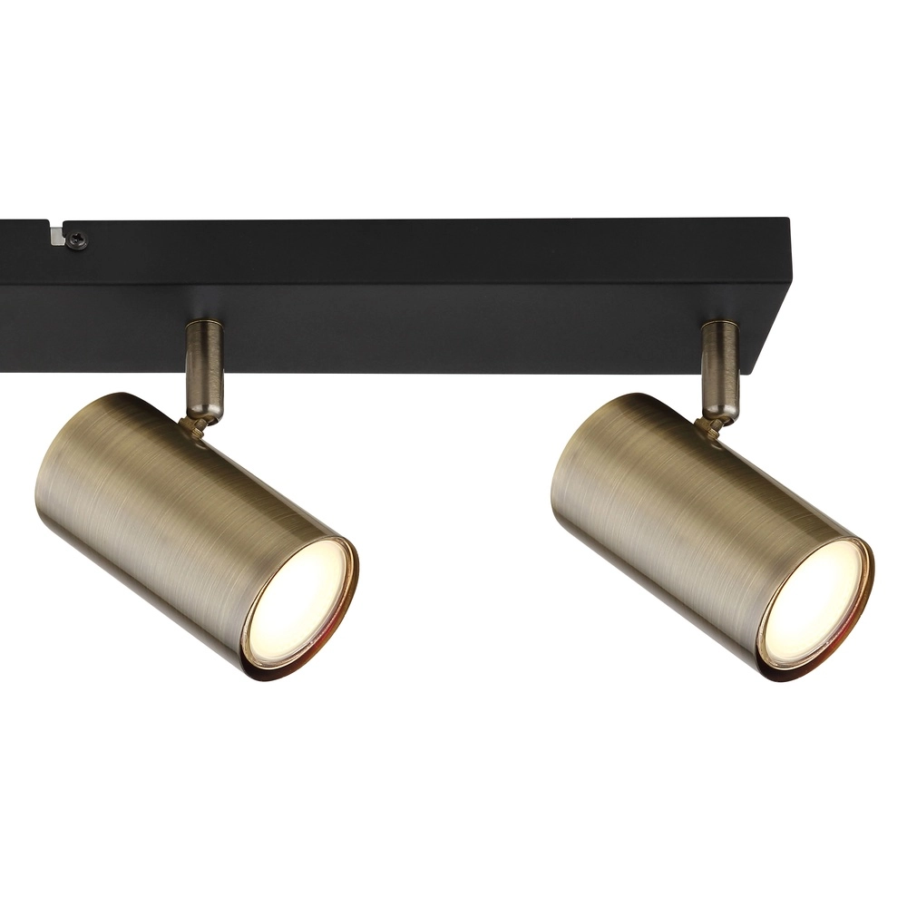 Lampe de plafond à 4 lumières Robby noir avec bronze Globo 9007371430994