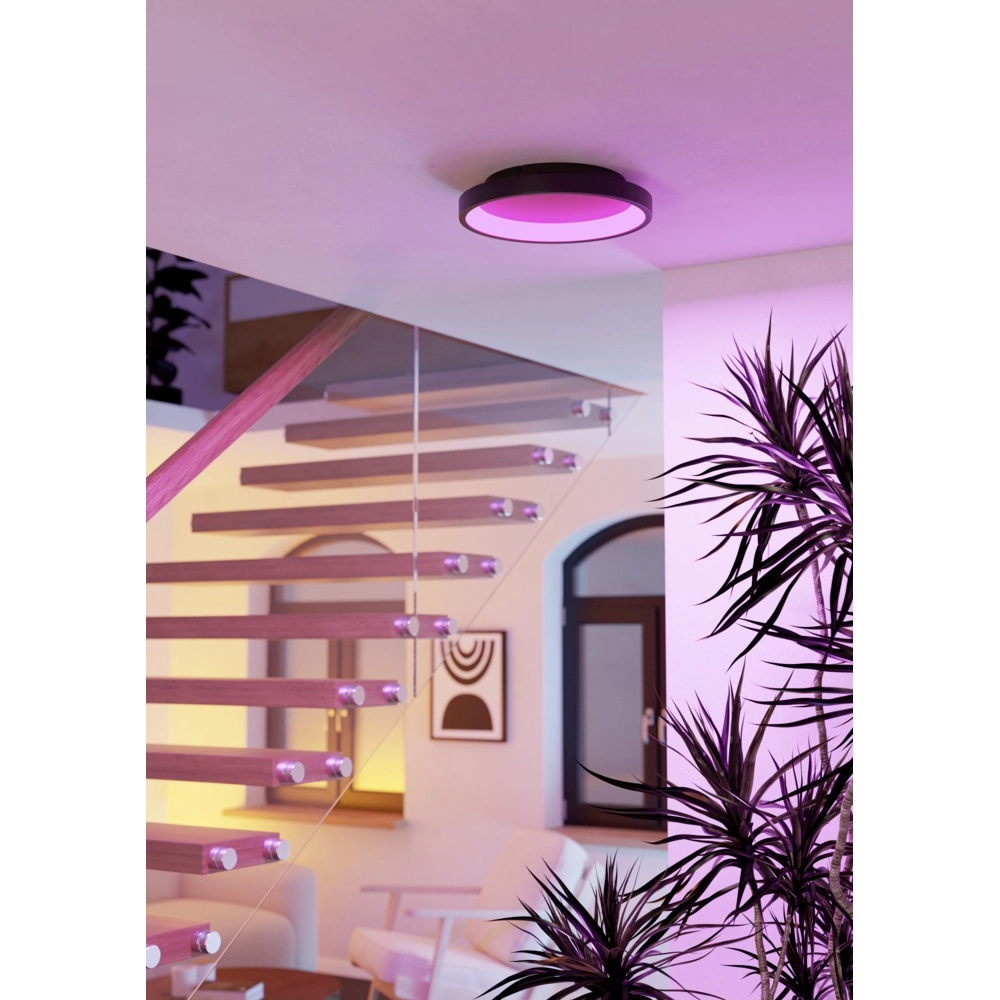 Plafonnier rond Loretello-Z Noir intelligent Eglo 9008606358243