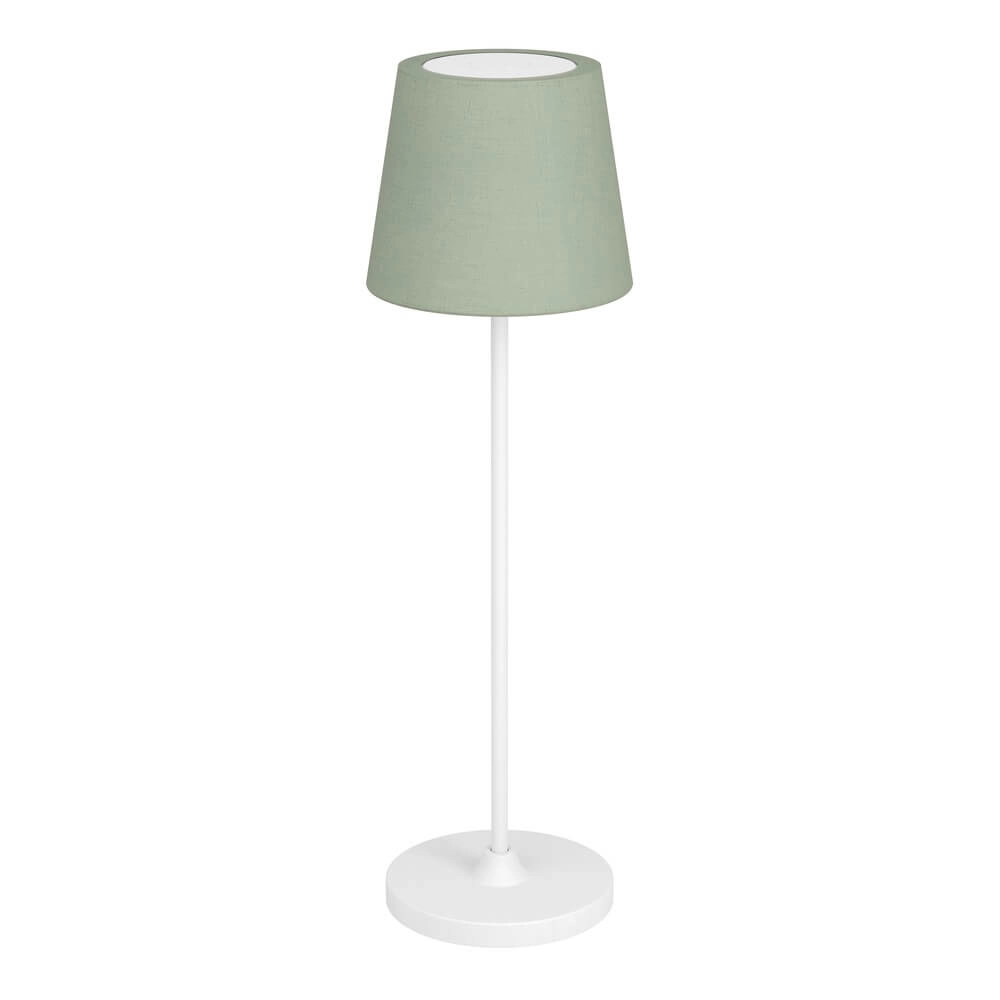 Lampe de table Leonero blanc avec tissu vert Lampe de table Leonero blanc avec tissu vert
