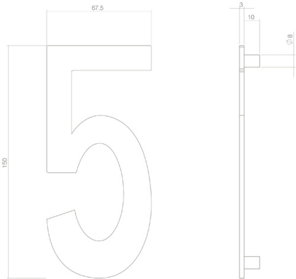 Maison numéro 5 Numbra 15cm laiton Intersteel 8714186697405