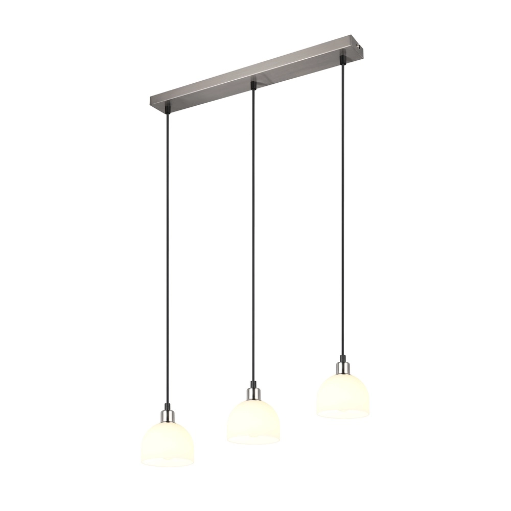 Suspension nickel Molly Verre blanc à 3 lumières