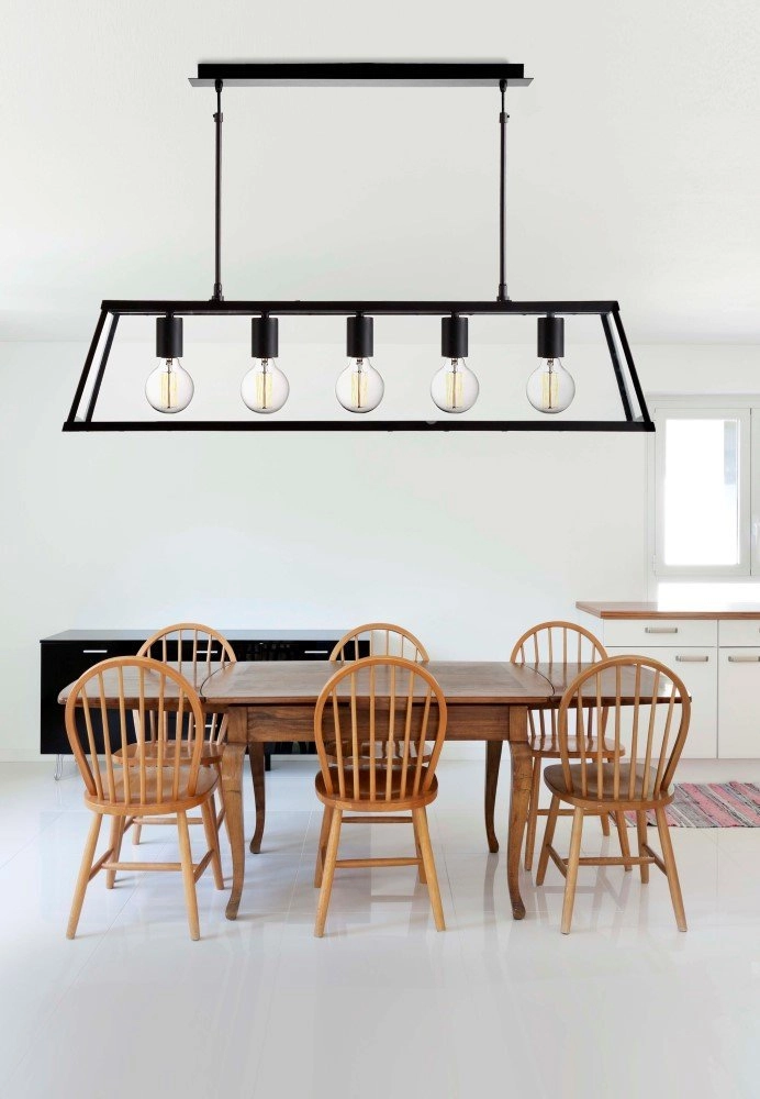 Lampe suspendue noire Voyager 5 lumières Searchlight 5053423057811