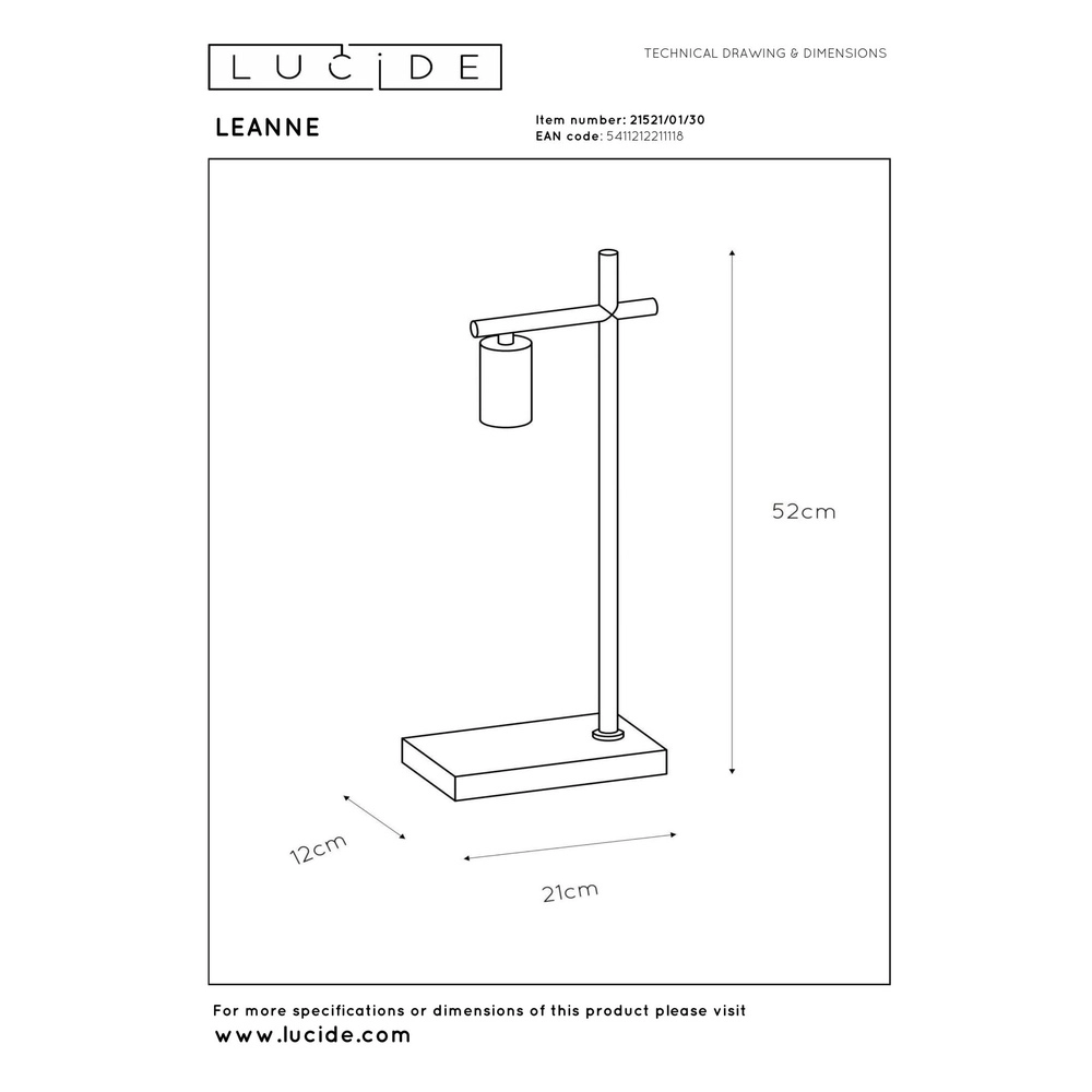Lampe de table Leanne Noir Lucide 5411212211118