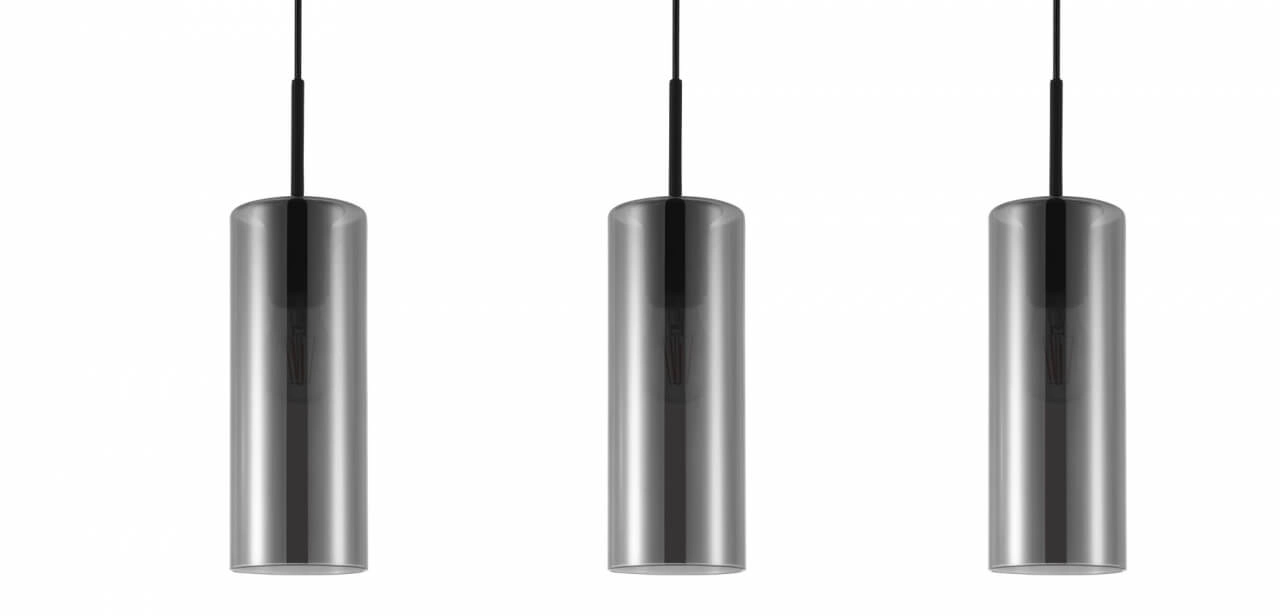 Lampe à suspension en verre Keyns 3 lumières noir avec verre fumé Eglo 9002759324674