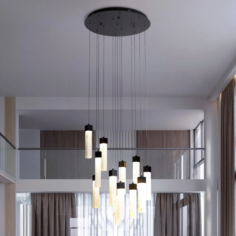 Suspension vide 10 lumières Moonbeam noir Searchlight 5053423273778