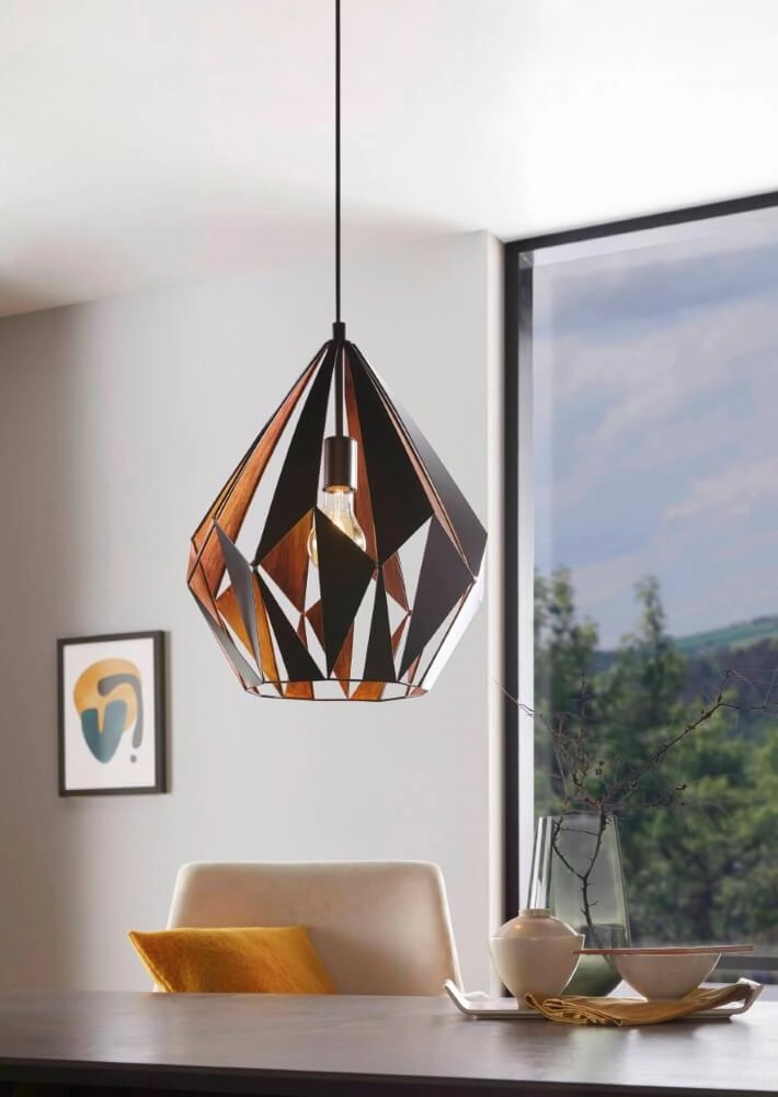 Lampe à suspension Carlton 1 38cm noir avec cuivre rouge Eglo 9002759498788