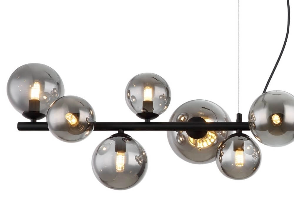 Lampe suspendue design Riha noir avec verre fumé Globo 9007371457823