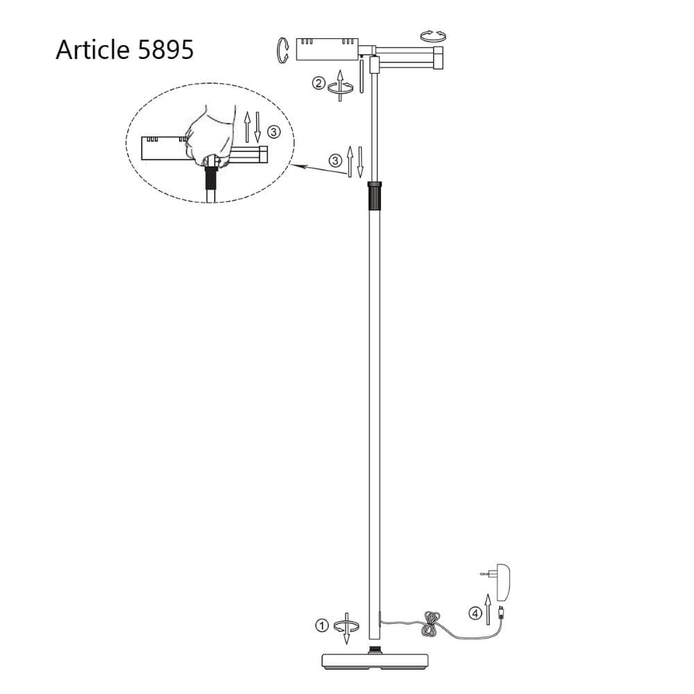 Lampadaire LED Mexlite gris métallisé Steinhauer 8712746048117