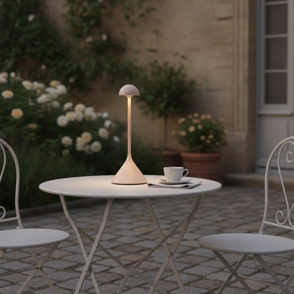 Lampe de table Dalt brun sable rechargeable par USB