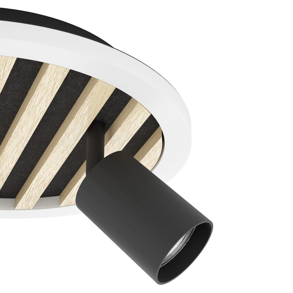 Lampe de plafond moderne Cembrano 3-noir clair avec bois Eglo 9008606388271