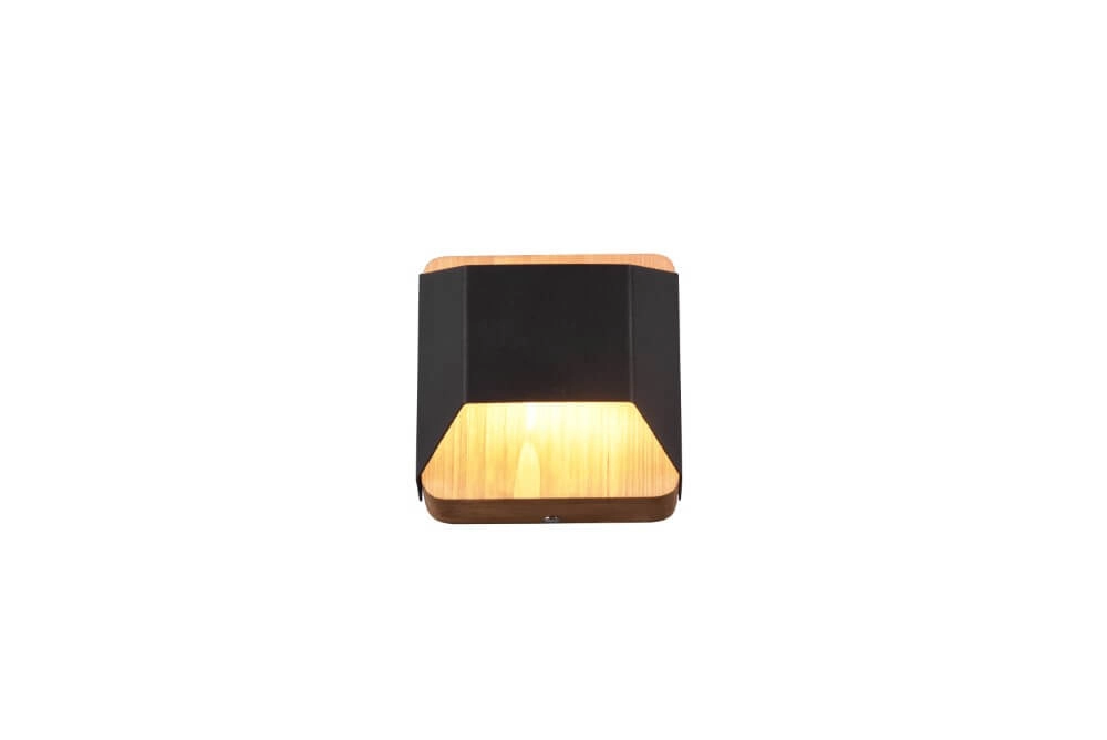 Applique Arino 12cm noir avec bois marron Trio 4017807502756