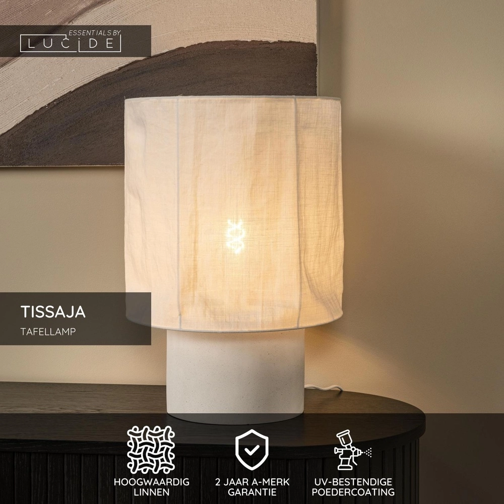 Lampe de table Tissaja Ø 35cm de blanc Lucide 5411212061621