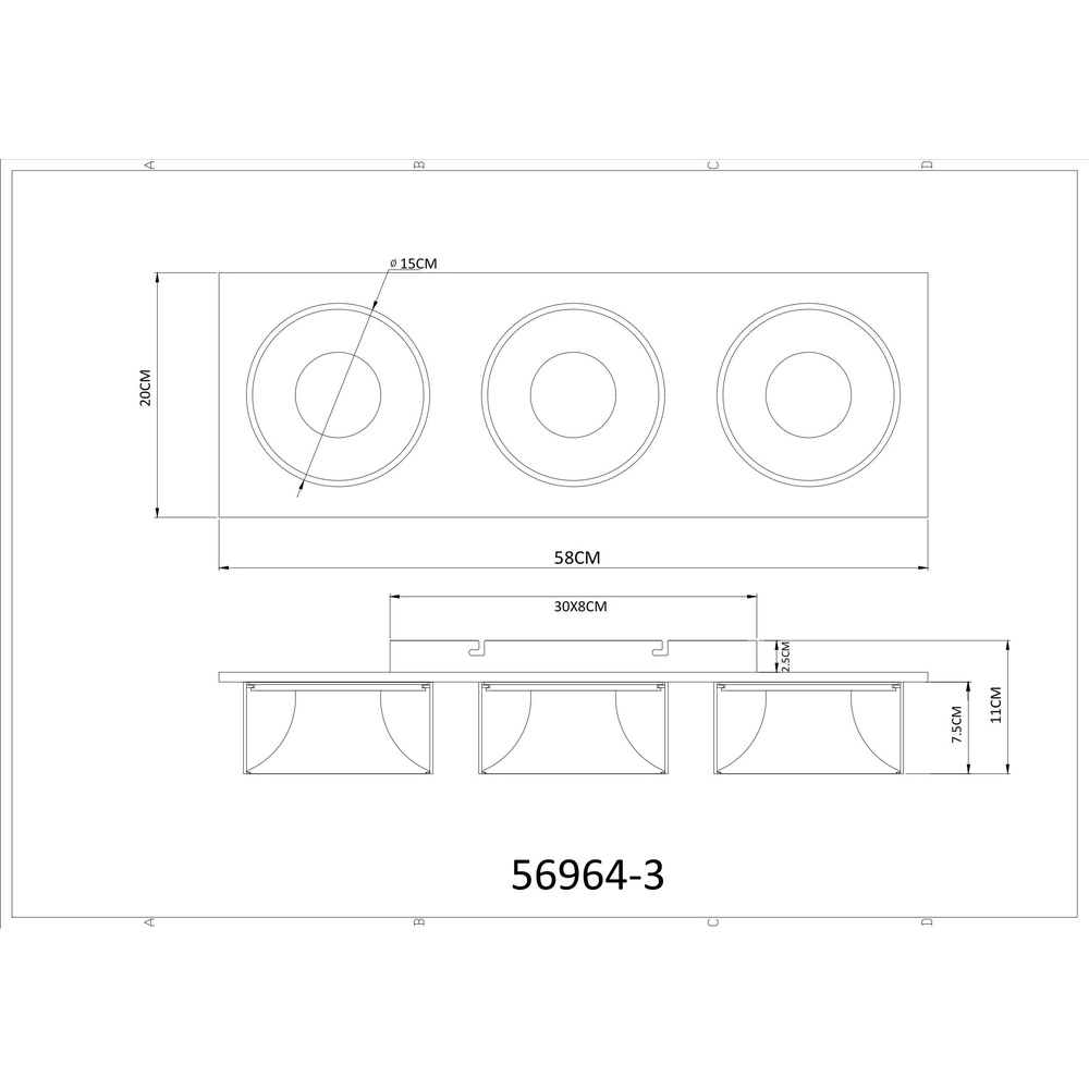 Lampe de plafond à 3 lumières Raymond noir avec du champagne Globo 9007371533862