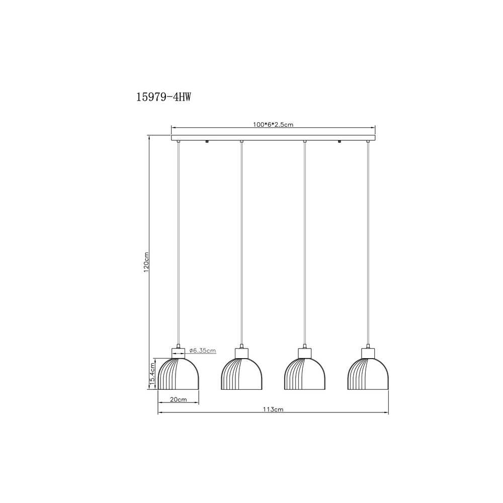 Lampe suspendue à 4 lumières Swanson Blanc Globo 9007371581009