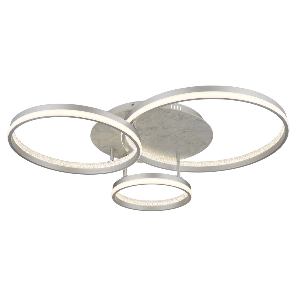 Lampe de plafond Mary Gris argenté à 3 lumières