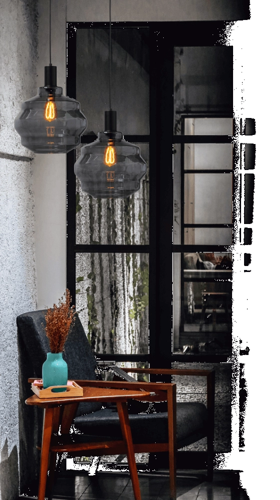 Lampe suspendue noire Porto avec verre fumé Boule - Ø 30cm Masterlight 8718121269290