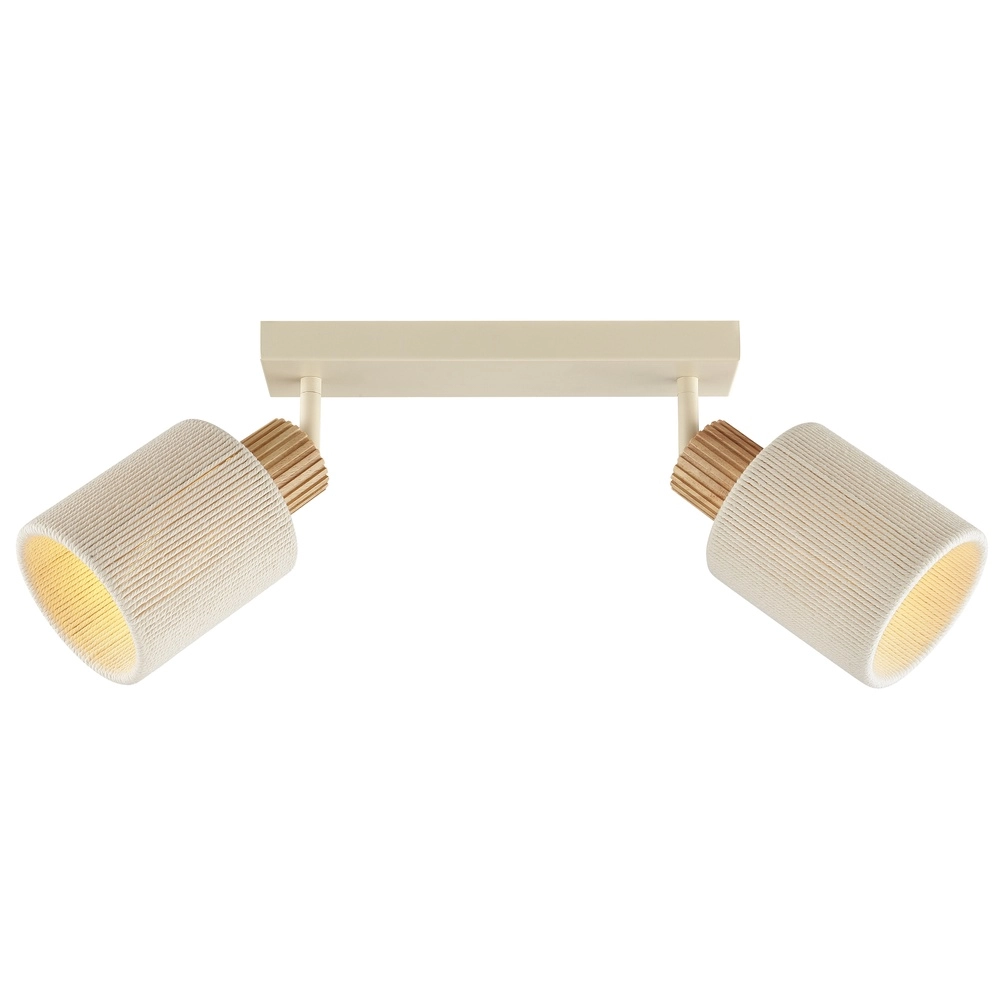 Lampe de plafond Arlo brun sable avec deux lumières en bois