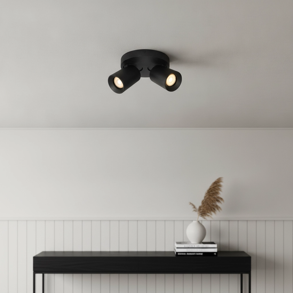 Plafonnier rond Megano 2 lumières noir