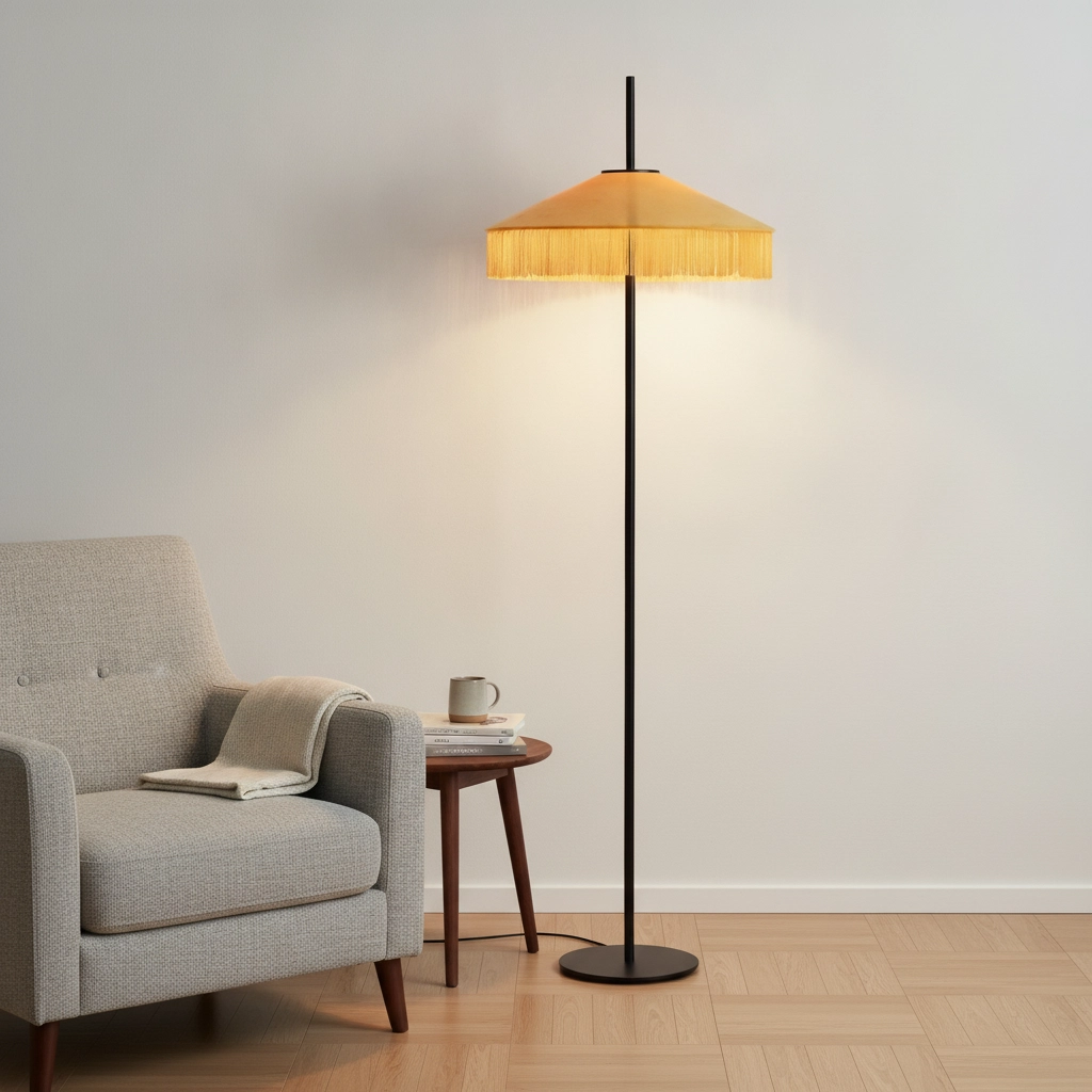 Lampe sur pied Tiffany Velvy jaune