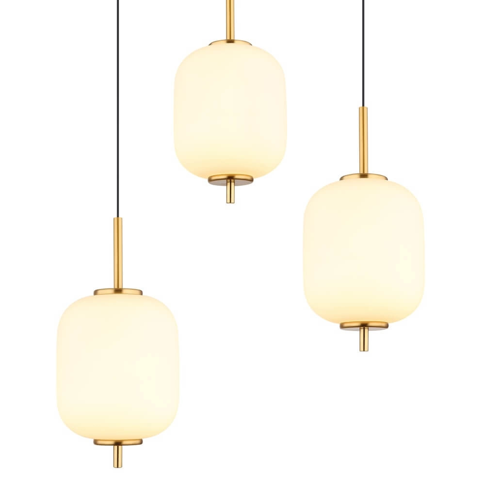 Suspension dorée Ewald Verre blanc à 6 lumières Globo 9007371452583