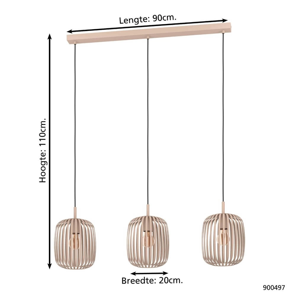 Lampe à suspension marron sable Romazzina 3 lumières Eglo 9008606244317