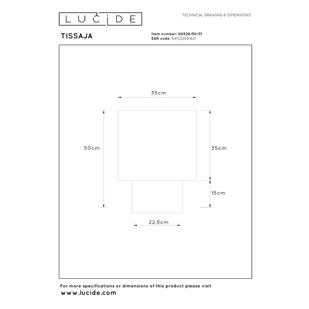 Lampe de table Tissaja Ø 35cm de blanc Lucide 5411212061621