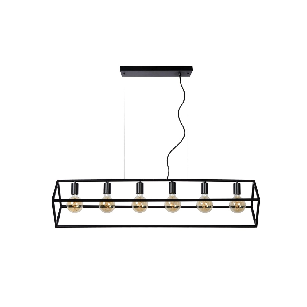 Lampe pendante moderne Fabian Noir à 6 lumières