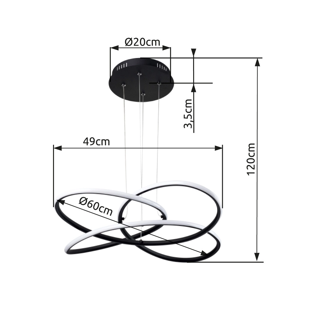 Lampe pendante de conception Panda noir Ø 60 cm Globo 9007371409426