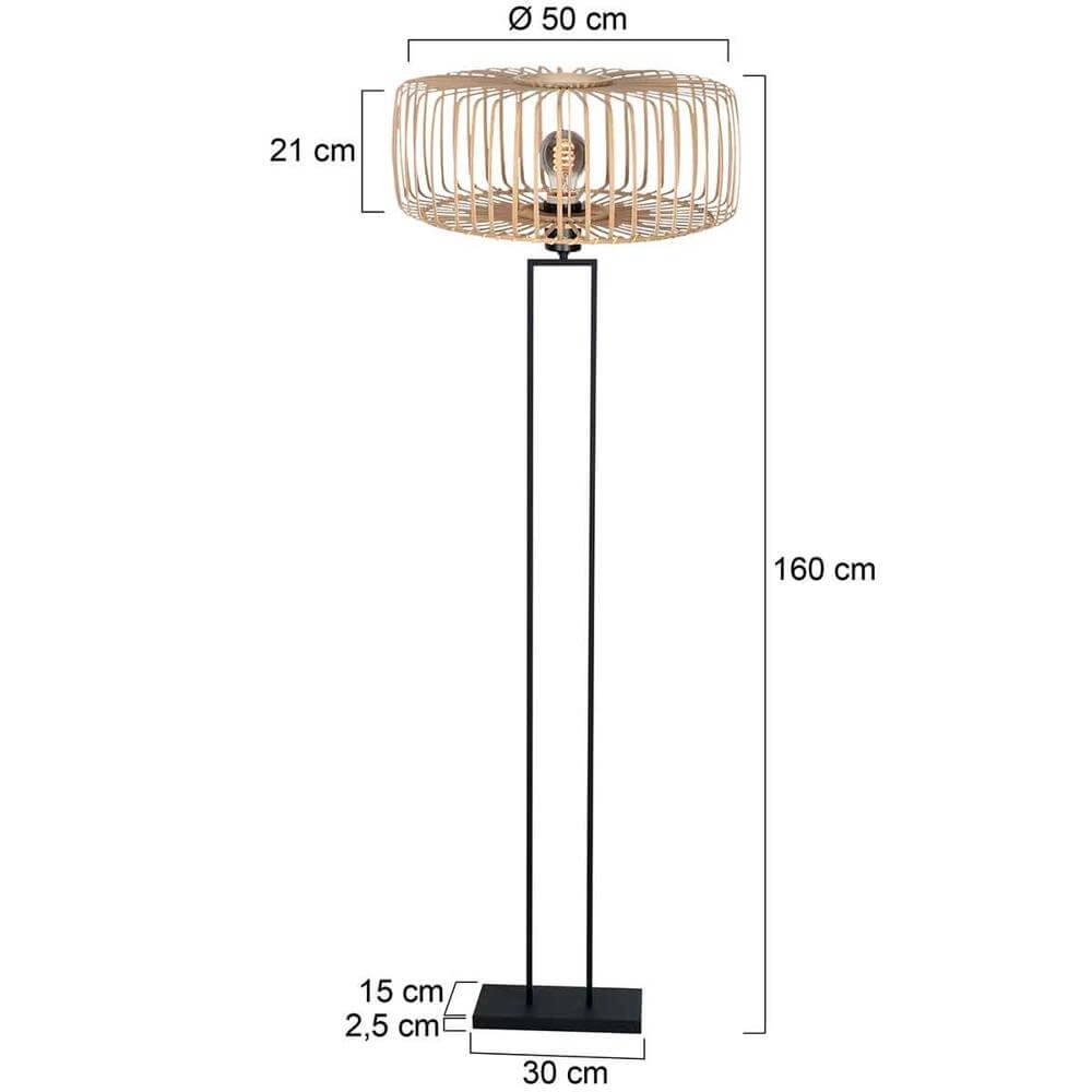 Lampadaire Stang noir avec bambou Steinhauer 8712746176896