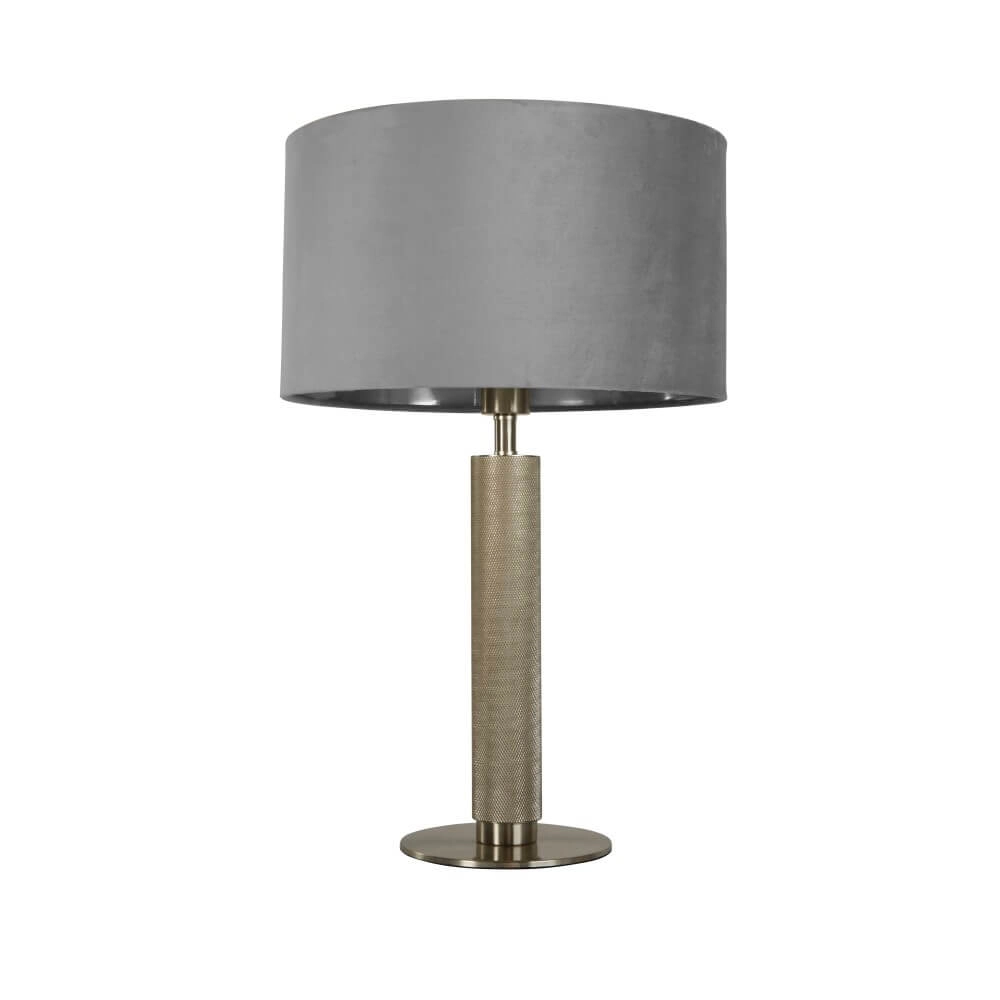 Lampe de table dorée London avec capuche grise