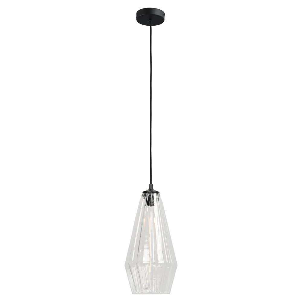 Lampe suspendue noire Diamond 18 cm avec verre transparent Lampe suspendue noire Diamond 18 cm avec verre transparent