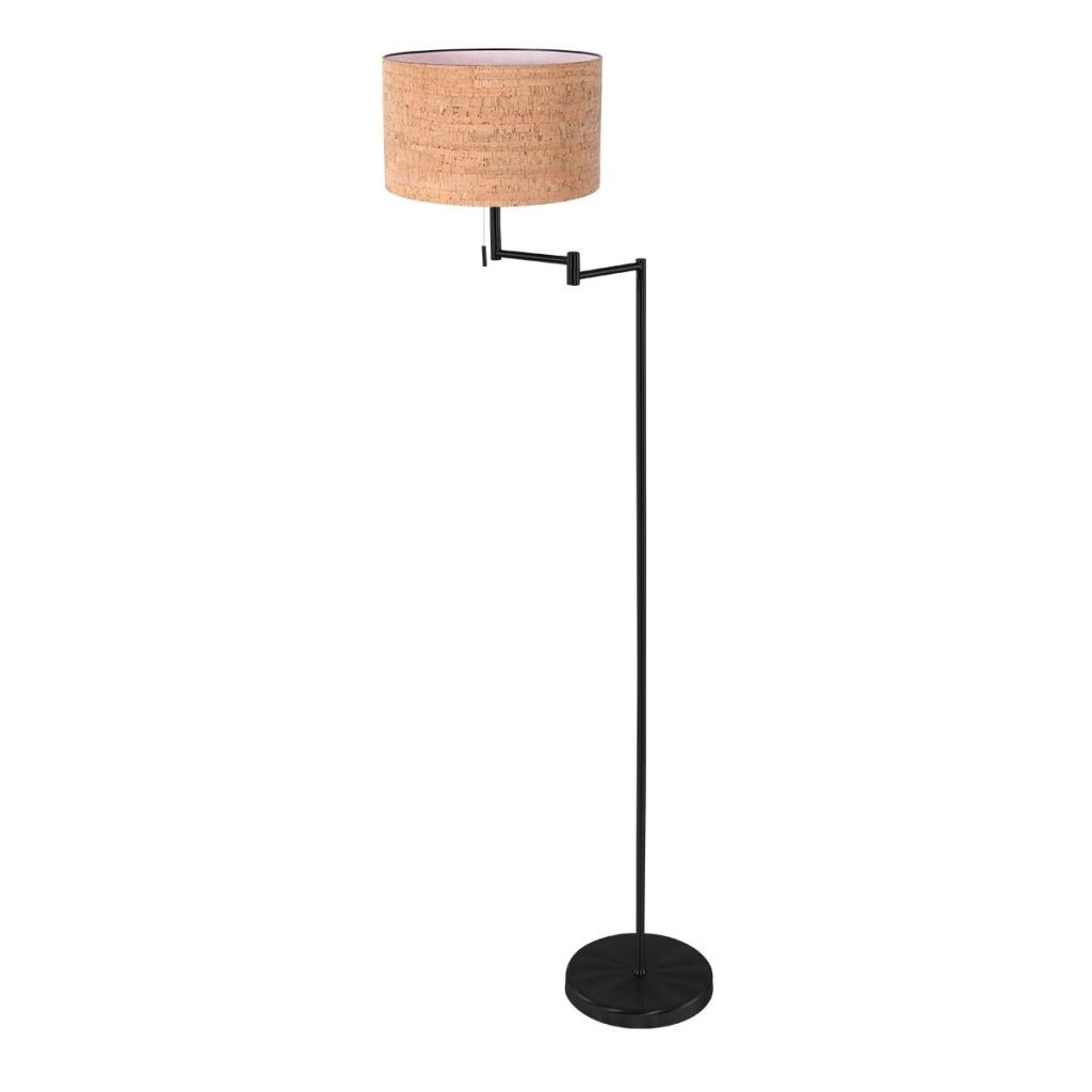 Lampe sur pied noire Bella avec un chapeau en liège Ø30cm Steinhauer 8712746180657