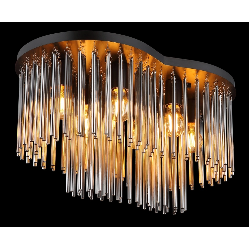 Lampe de plafond Gorley noir avec des tiges en verre Globo 9007371528622