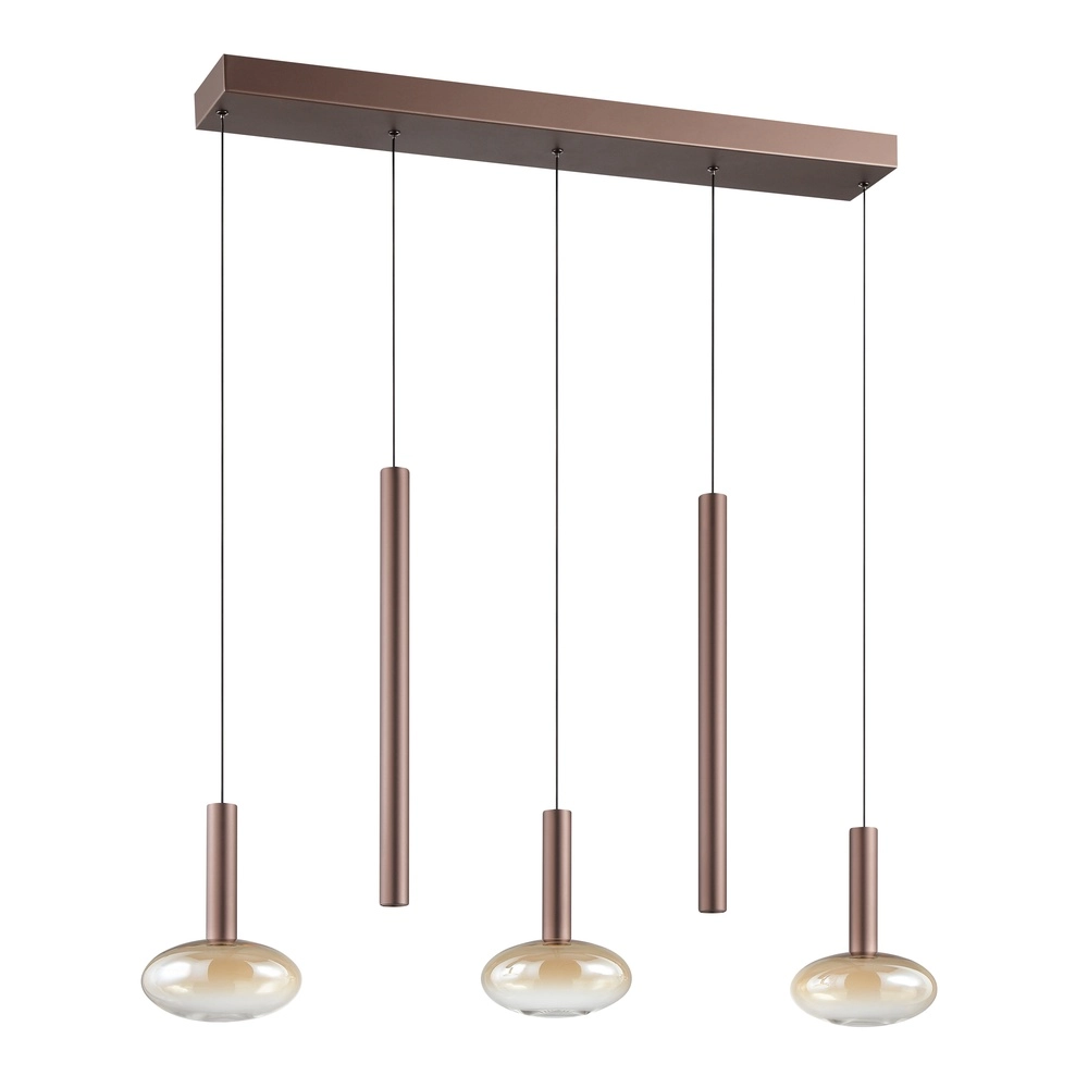 Lampe suspendue Veridian Brun café avec verre ambré Brilliant 4004353477942