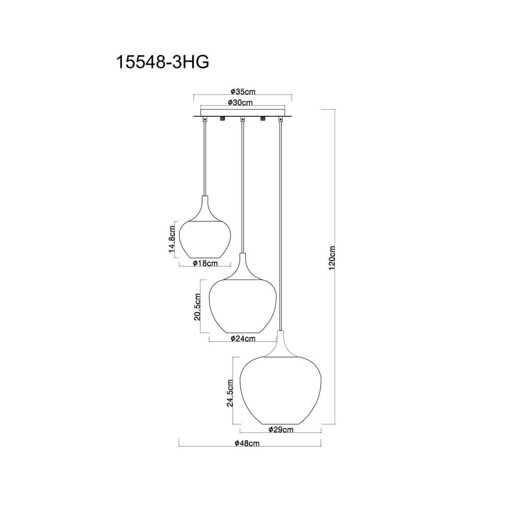 Suspension noire Maxy avec verre rouge Ø 48cm Globo 9007371459971