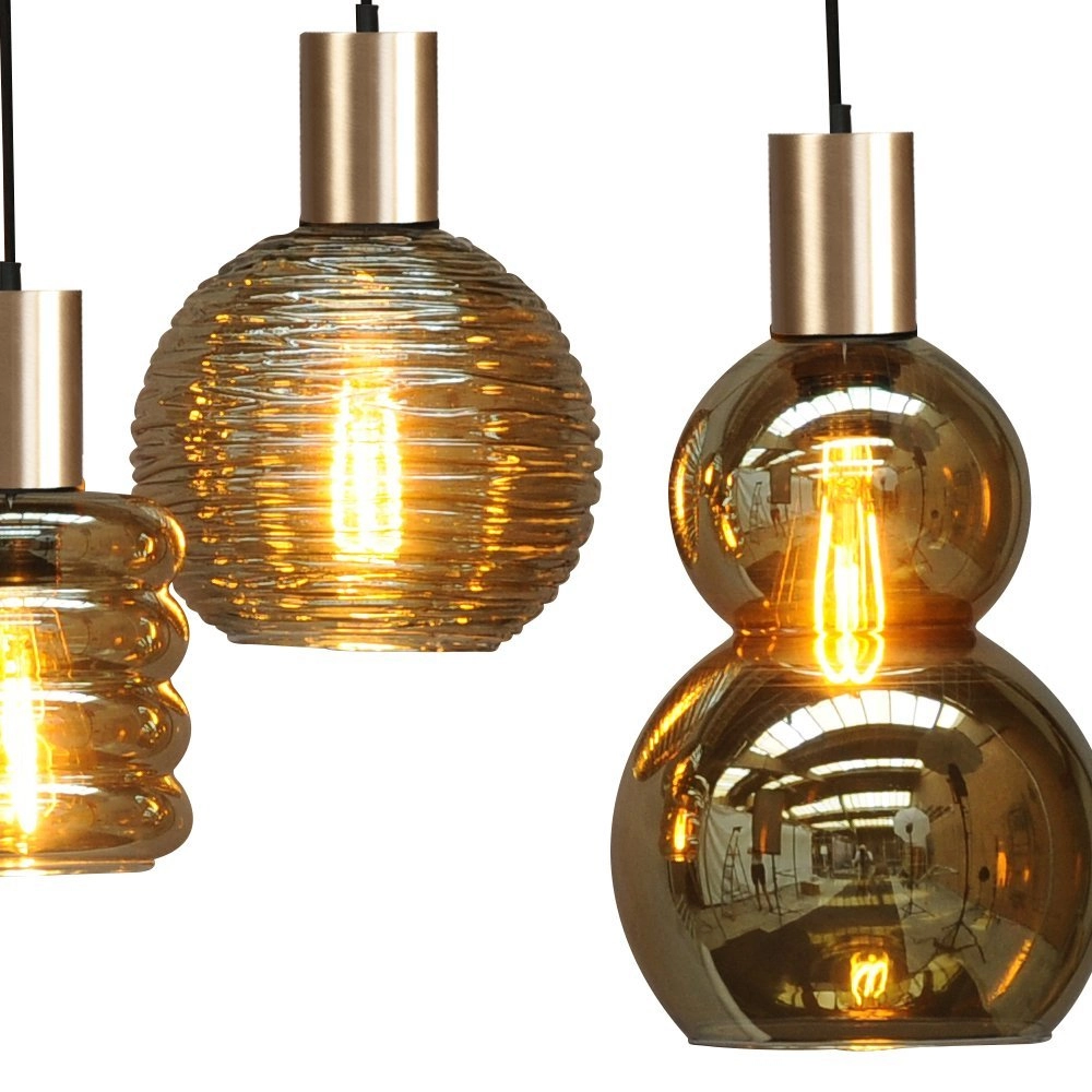 Lampe suspendue noire avec de l'or Bounty Verre curio à 8 lumières Masterlight 8718121256009