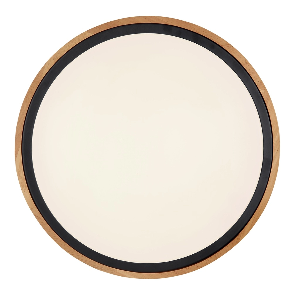 Lampe de plafond Bruno Ø 30,7 cm noir avec bois Globo 9007371430468
