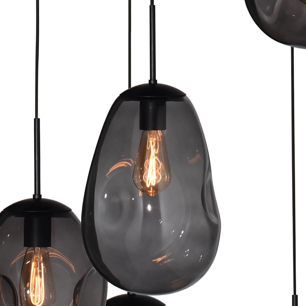 Lampe suspendue Vide Lava 5x verre à fumée Masterlight 8718121284323