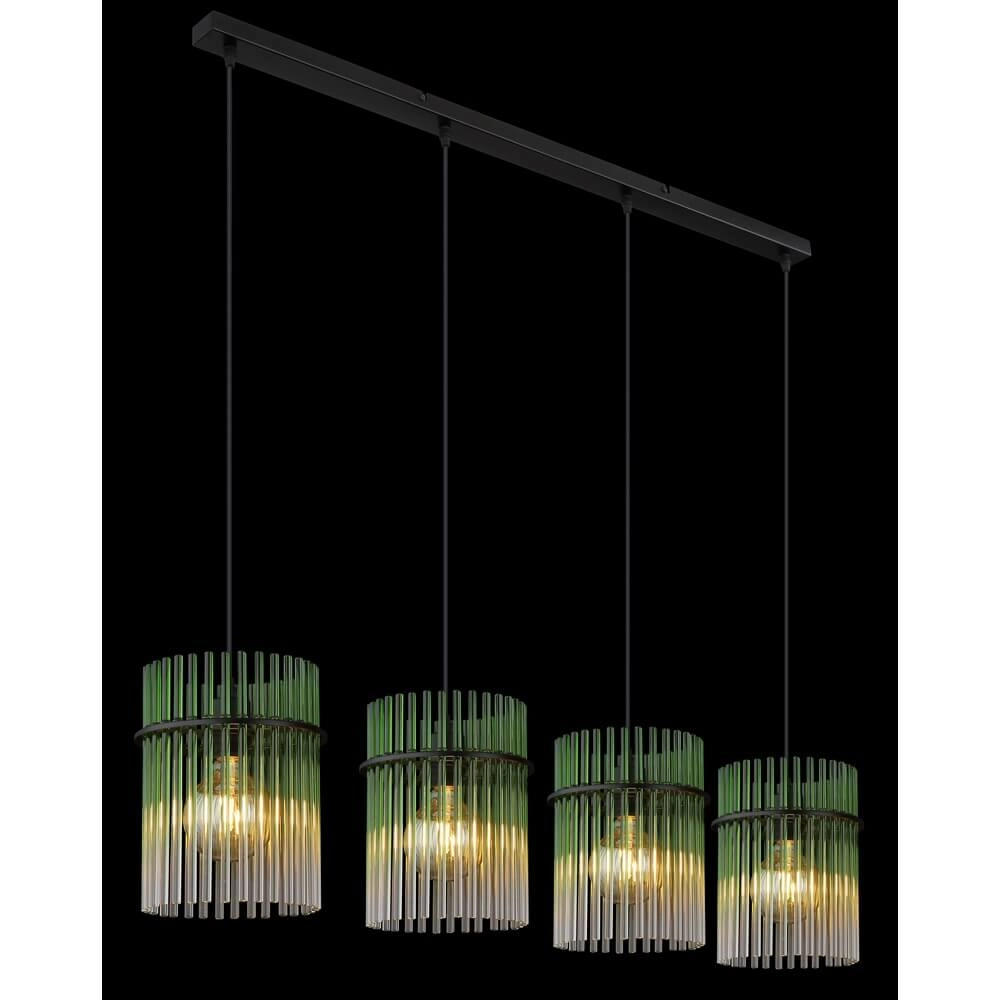Suspension noire Gorley avec verre vert 4 lumières Globo 9007371465989