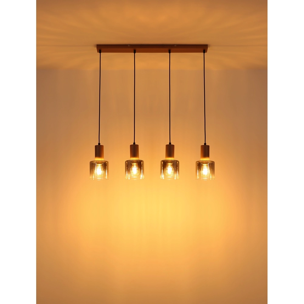 Lampe suspendue Walton Café marron 4 clairs Globo 9007371586189