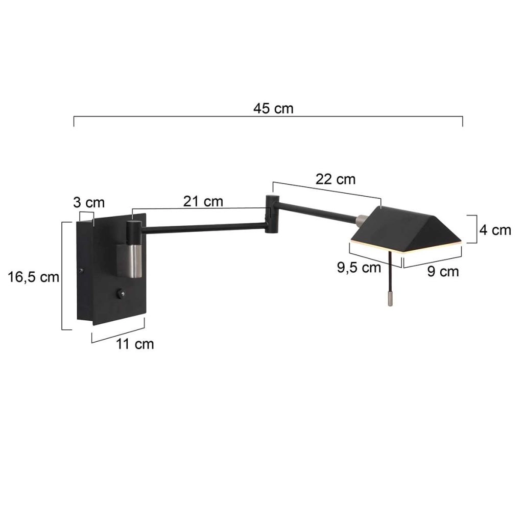 Lampe de lecture murale Retina Noir Steinhauer 8712746165104