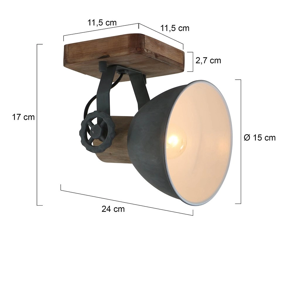 spot Gearwood bleu gris vintage avec du bois marron Steinhauer 8712746122718